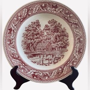 1965 Royal Ironstone "Memory Lane" Pink Red Acorn 10” dinner plate